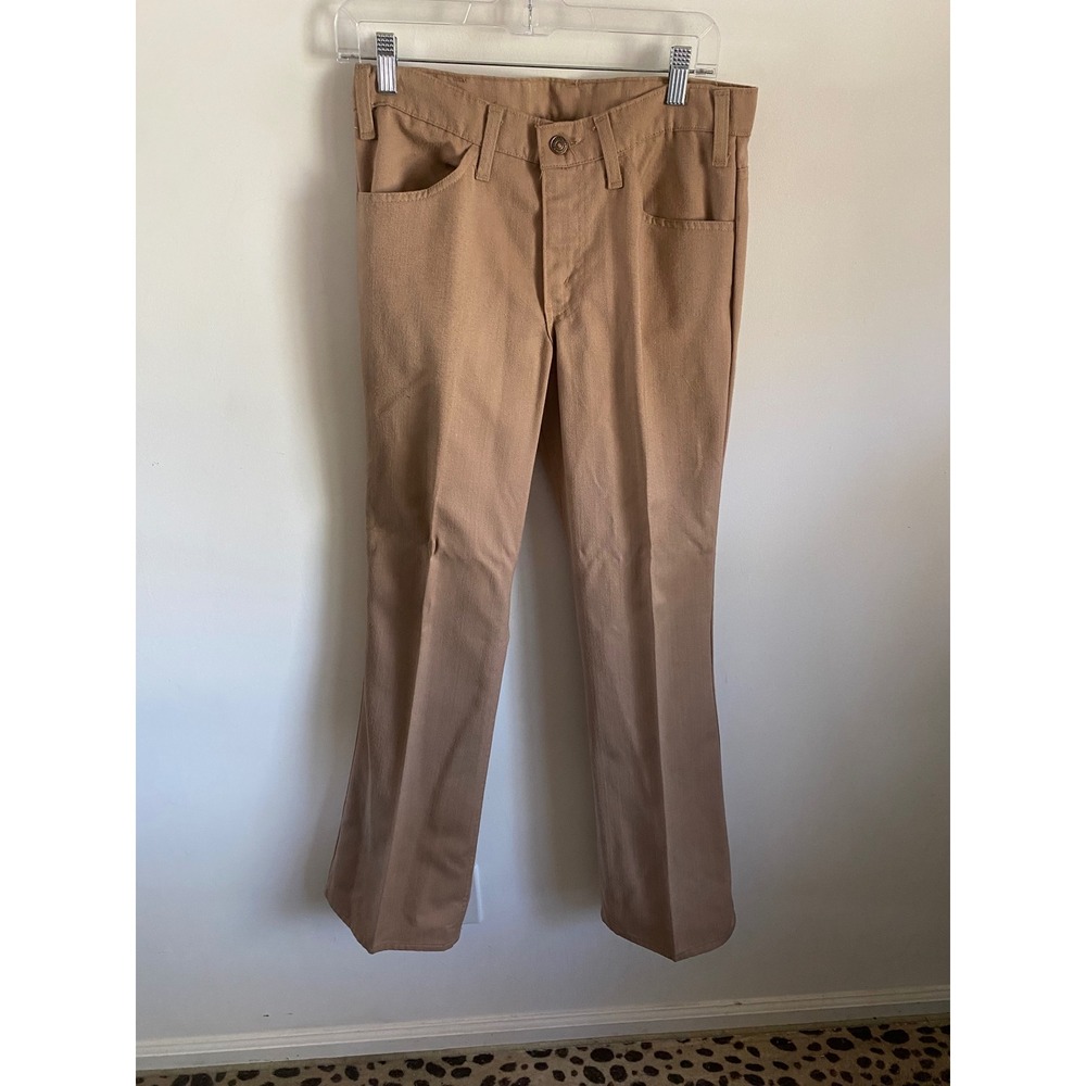 Vintage Levis 625-17 Sta-Prest Tan Khaki Flare Pants White Tab Mens 29x31.5